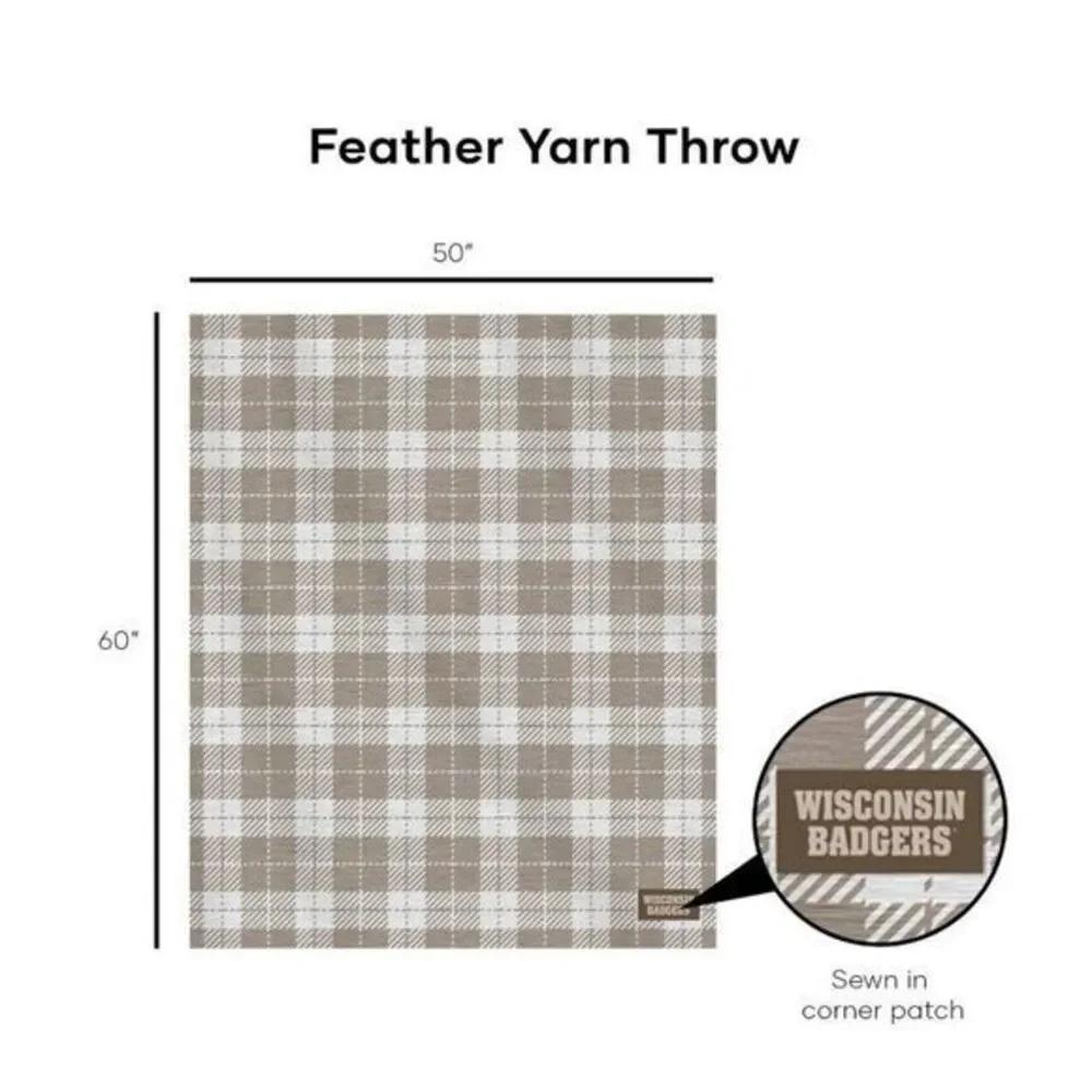 Wisconsin Badgers Patch Feather Yarn Warm Muted Chenille Throw‎ Blanket 50